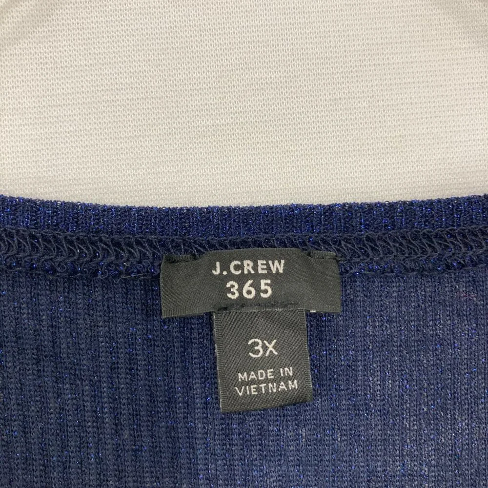 J. Crew 365 size 3X Navy Stretch Sparkling Short‎ Sleeve Tee Comfy Casual